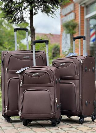 3 шт комплект чемоданов дорожный тканевый польша на колесах wings с подшипником