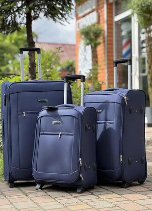3 шт комплект чемоданов дорожный тканевый польша на колесах wings с подшипником