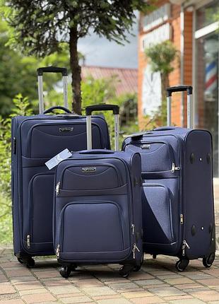 3 шт комплект чемоданов дорожный тканевый польша на колесах wings с подшипником