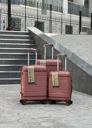 3 шт комплект полипропилен 100% расширение  чемодан   на колесах 4 колеса 360*