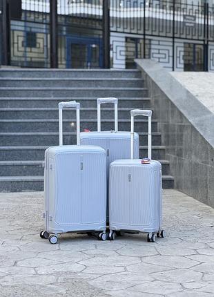 3 шт комплект полипропилен marsel  чемодан дорожный  на колесах 4 колеса 360*
