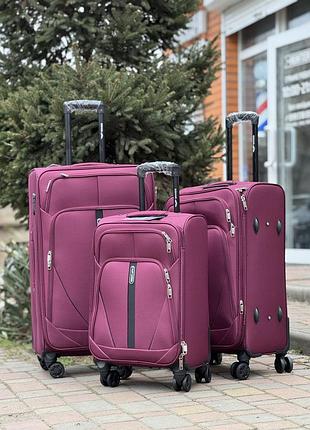 3 шт комплект чемоданов дорожный тканевый польша на колесах wings с подшипником