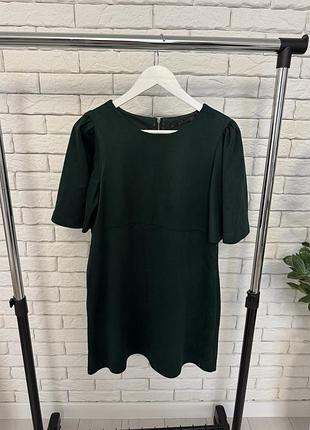 Смарагдова сукня зара коротка темно зелена під замш і