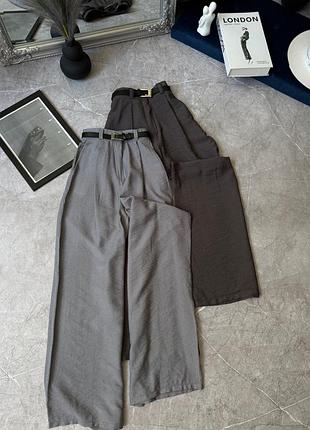 Штани жіночі широкі лляні базові брюки трендові палаццо бежеві сірі чорні сині білі графітові