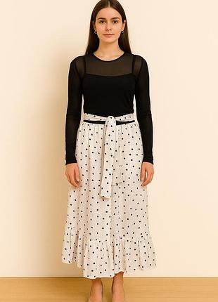 Спідниця жіноча літня біла з рюшем максі розмір м-l
