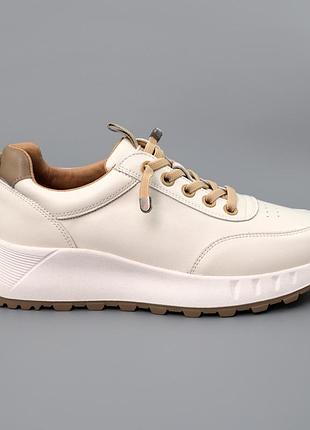 Кроссовки женские кожаные 589631 молочные
