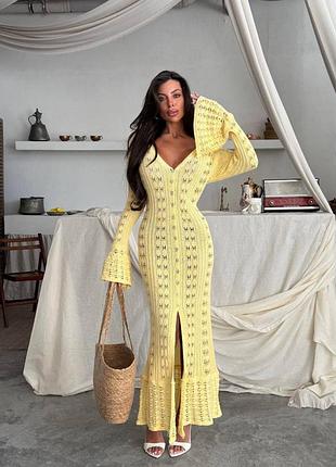 Ажурное трикотажное силуэтное платье 8