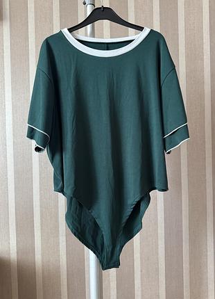 Боді з контрастними оборками shein 4xl
