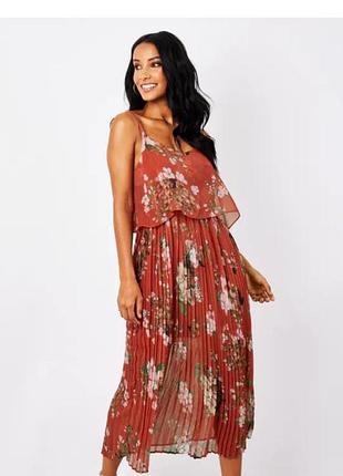 Красивый сарафан платье с плисерованой юбкой в цветы urban touch m