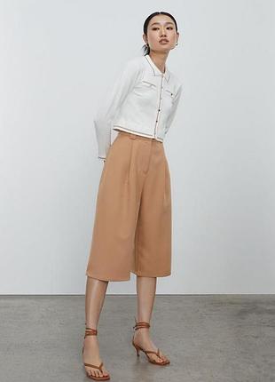 Брюки штани шорти бриджі кюлоти бежеві нюд кемел zara mango reserved