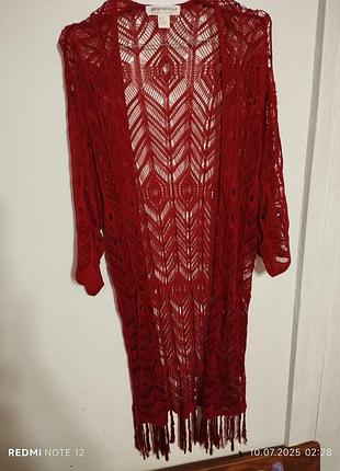 Женский ажурный кардиган с бахромой
coachella