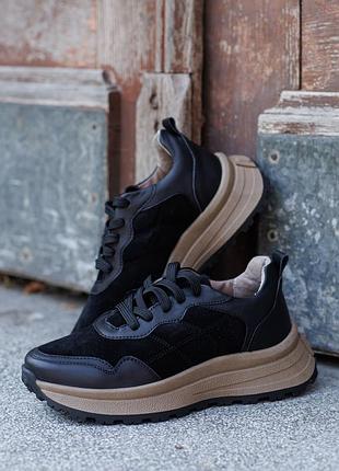 Кроссовки женские кожаные 589929 черные