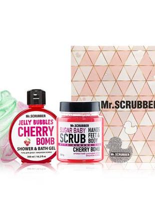 Набір косметики для догляду за тілом, cherry bomb mr.scrubber з ароматом вишні