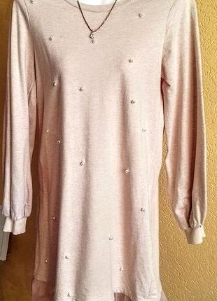 Платье теплое бежевого цвета