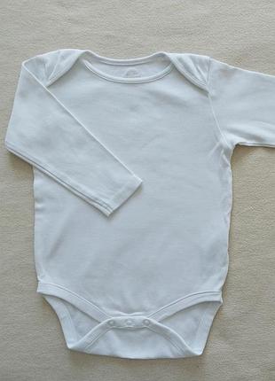 Боди с длинным рукавом белое, фирма next, размер 80-86, 12-18 мес