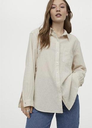 Женская бежевая сорочка,рубашка лён 💫