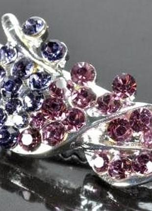 У1620-4-2 утка длина 5см с сиреневыми камнями