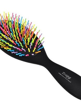 Расческа массажная с пластиковыми цветными зубьями арт 12905