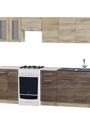 Еко набір №1, 2.3 м, з накладною мийкою-r, дуб сонома, дуб сонома трюфель меблі для дому