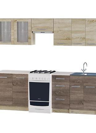 Еко набір №2, 2.3 м, з накладною мийкою-r, дуб сонома, дуб сонома трюфель меблі для дому