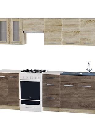 Еко набір №3, 2.3 м, з накладною мийкою-r, дуб сонома, дуб сонома трюфель мебель для дома