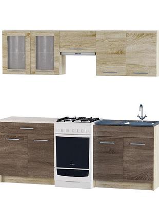 Еко набір №2, 2.1 м, з накладною мийкою-r, дуб сонома, дуб сонома трюфель меблі для дому