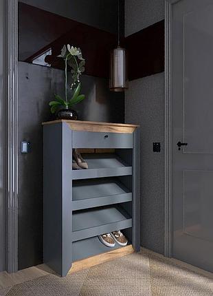 Тумба для взуття 800 нордик, дуб крафт золотий, графіт мебель для дома