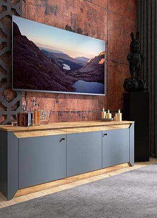 Тумба тв 1500 нордик, дуб крафт золотий, графіт мебель для дома