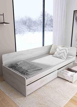 Ліжко 800 з шухлядами 80х190, дуб крафт білий мебель для дома