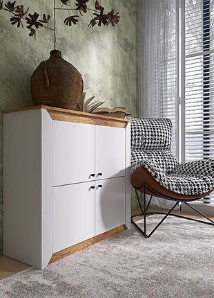 Тумба чотиридверна 980 нордик, дуб крафт золотий, білий мебель для дома