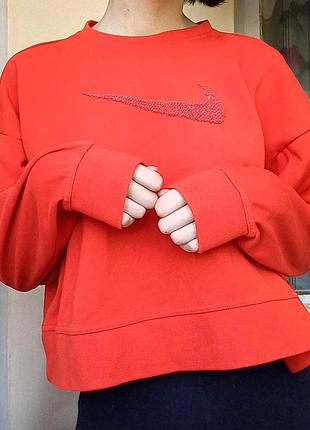 Свитшот женский кроп-топ nike красный, размер s