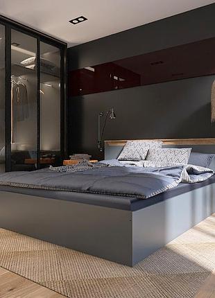 Ліжко 1400 нордик, 140*200 см, без основи під матрац, дуб крафт золотий, графіт мебель для дома