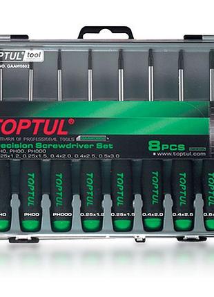 Набор прецизионных отверток toptul (ph000-ph0, sl1.2-sl3) 8ед. gaaw0802 гранд инструмент