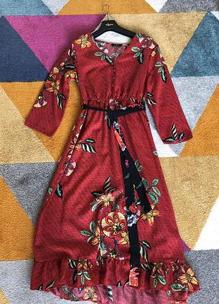 Нарядна червона сукня міді papaya 8 розмір (xs-s)