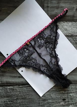 Стринги черные с розовым