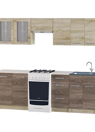 Еко набір №2, 2.3 м, з накладною мийкою-l, дуб сонома, дуб сонома трюфель мебель для дома