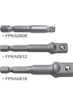 Набор переходников под шуруповерт 1/4" 3ед. toptul (1/4", 3/8", 1/2") gaar0301 гранд инструмент