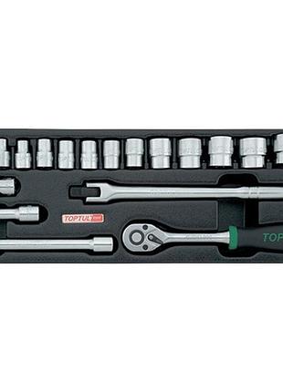 Набор головок с трещоткой в ложементе 3/8" toptul gcat1808 гранд инструмент
