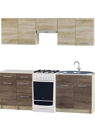 Еко набір №3, 2.1 м, з врізною мийкою, дуб сонома, дуб сонома трюфель меблі для дому