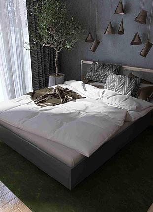 Ліжко 1600 сіті, без основи під матрац, дуб сонома, графіт мебель для дома