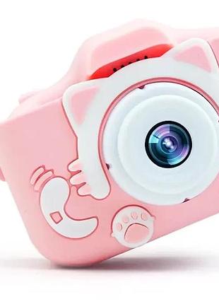 Дитячий цифровий фотоапарат smart kids kitty з 2" екраном 20мп у силіконовому чохлі "кішечка" із вбудованими іграми market