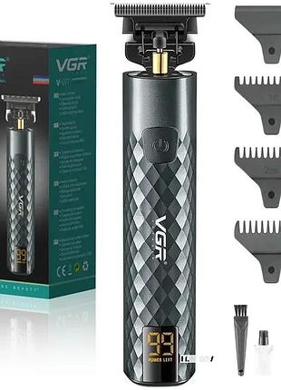 Тример для бороди, для волосся, для стрижки електричний професійний акумуляторний з дисплеєм vgr 5w usb (v-077) market 47756129