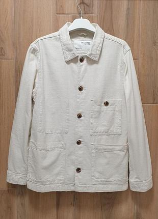 Selected - жакет котоновий - s/m - кремовий короткий - скандинавського бренду чоловічий   • скандина