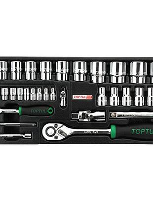 Набір головок з тріскачкою 1/4", 1/2" 34ед. (в ложементі) toptul gcat3401 гранд інструмент