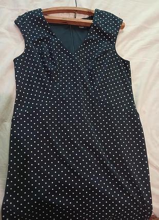 Платье синее в горох без рукав 48-50р трикотаж на подкладке. geоrge.