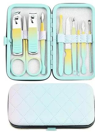 Набор профессиональный для маникюра/педикюра на 10 предметов мятно-желтый в мягком кейсе market 47755071