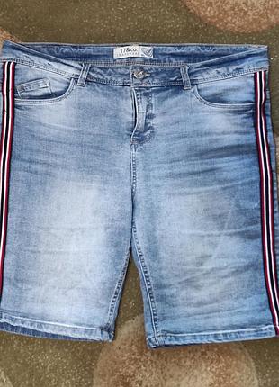 Шорты, бриджи стрейч, с лампасами 17&со.denim. унисекс