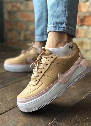 Женские кроссовки найк nike air force 1 shadow beige