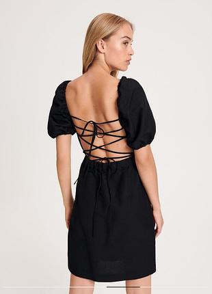 Сукня з обʼємними рукавами, льон, reserved