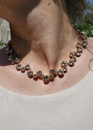 Austrian champagne crystal  harmonia позолочене люксове кольє